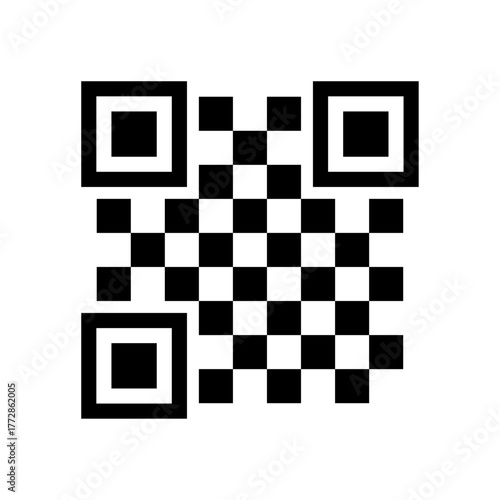 シンプルなデフォルメしたデザインのQRコード - 白フチ付きの二次元コードのダミーのイラスト素材