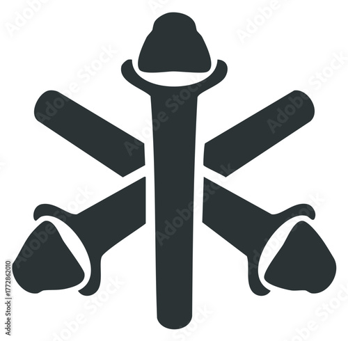 Abstract Staffs Forming a Star Pattern with Rounded Ends and Simple Geometry