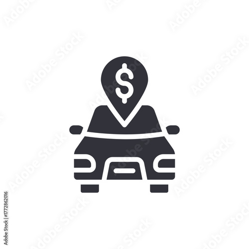 Car Location Dollar Sign Navigation Pointer Icon Concept