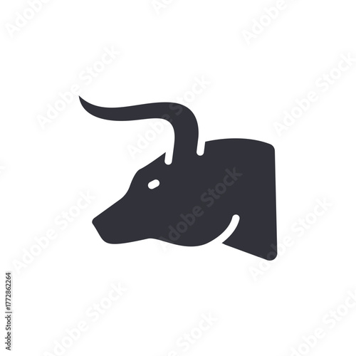 Simple Bull Head Vector Illustration Farm Animal Concept