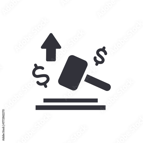 Auction Gavel Icon With Dollar Sign And Up Arrow