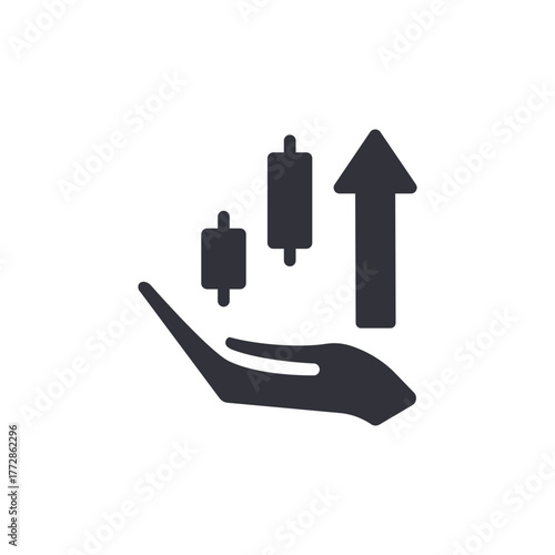 Rising Investment Graph On Hand Illustration Icon