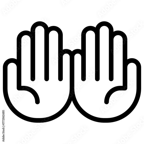 Praying Hands Icon with Line Style