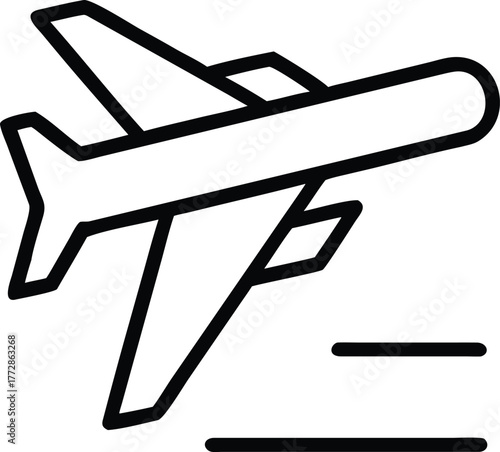 Airplane icon for travel, flight, and tourism symbol representation airplane