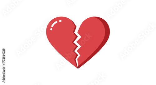 Broken Heart Icon Symbol of Sadness, Grief, and Emotional Pain for Web Design and Graphics