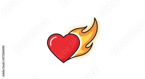 Passionate Heart Symbol With Flames Representing Love, Desire, and Intense Feelings