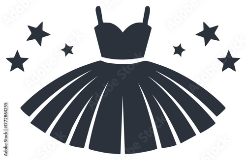Stylized Ballet Dress Icon With Stars Symbolizing Performance or Celebration