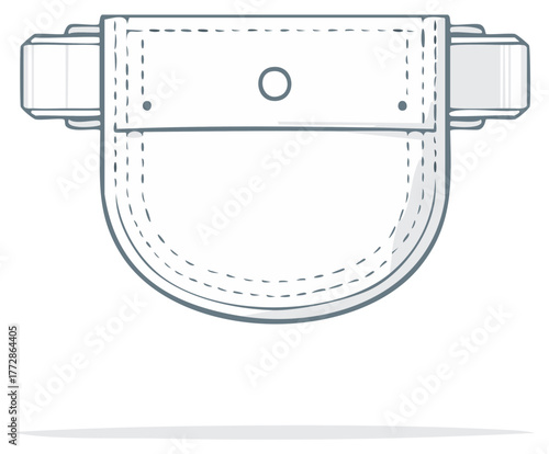 Simple Line Art Illustration of a U Shaped Pouch With Strap Attachments