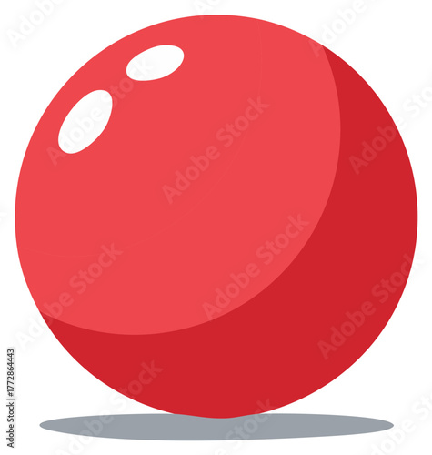 Shiny red bowling ball vector illustration. Simple round sports equipment icon with glossy highlights.