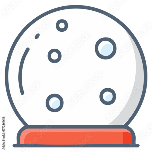 Cartoon illustration of a crystal ball with bubbles in a red base.