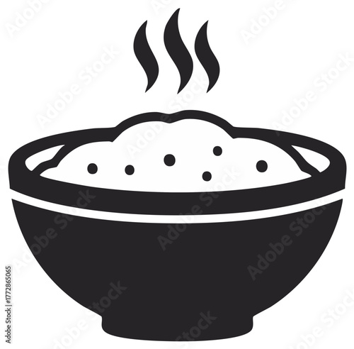 Steaming Bowl of Food Simple Graphic Illustration