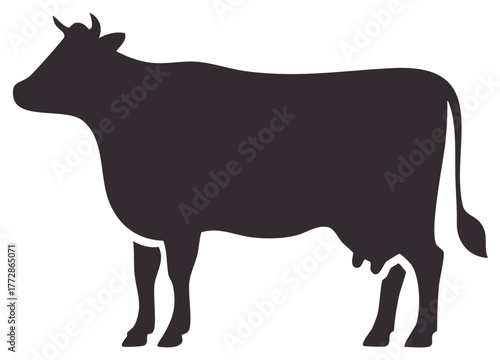 Dairy cow silhouette side view profile of a farm animal vector icon