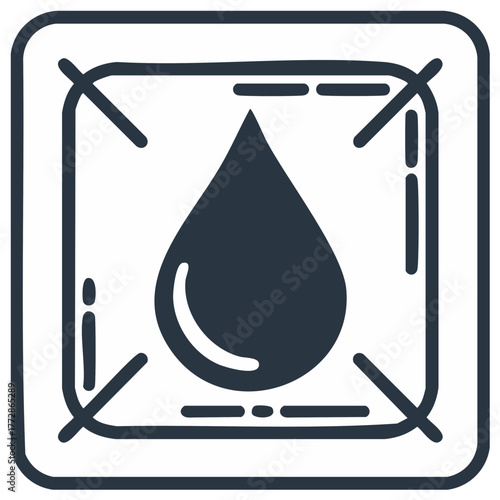 Stylized drop icon representing liquid or water on a simple square stove burner graphic