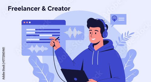 Audio Producer Working With Soundwaves And Utilizing Modern Technology For His Profession