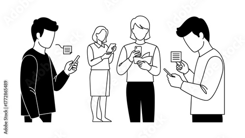 Group of people using smartphone