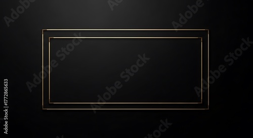 Elegant empty golden frame on a dark background with subtle lighting