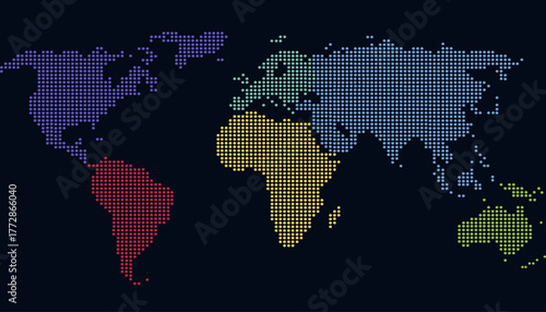 Dotted color world map vector