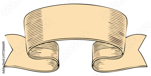 Engraved cream ribbon banner illustration for message placement or announcement
