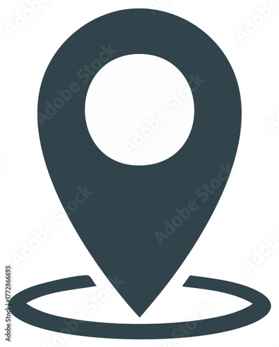 Simple dark gray location pin icon for mapping navigation and finding destinations
