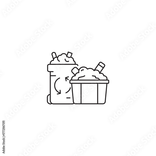 Garbage icon, Trash or Delete Symbol Outline icon Transparent background Editable Stroke