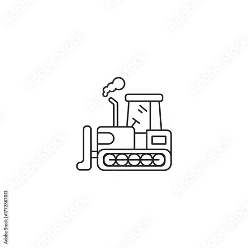 Bulldozer icon, construction Symbol Outline icon Transparent background Editable Stroke