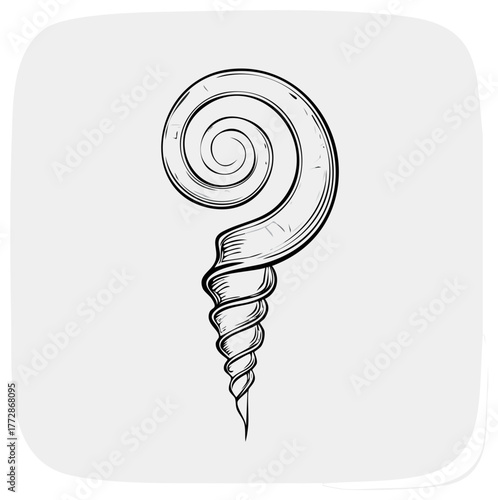 Conceptual illustration of a spiral seashell in the shape of a question mark