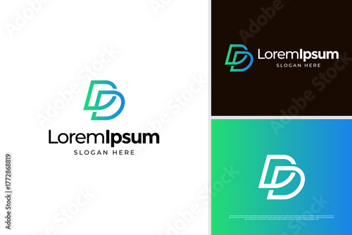 Minimalist letter D icon logo design template
