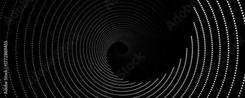 Swirling radial background. Black and white Halftone dotted background Pop art overlay texture. Hand drawn NOT AI