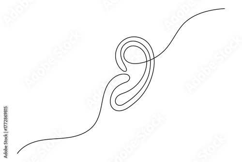 Human ear outline single line art simple abstract continuous drawing illustration