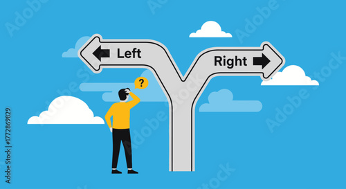 A person standing at a crossroads, contemplating which path to take, symbolizing decision-making and uncertainty