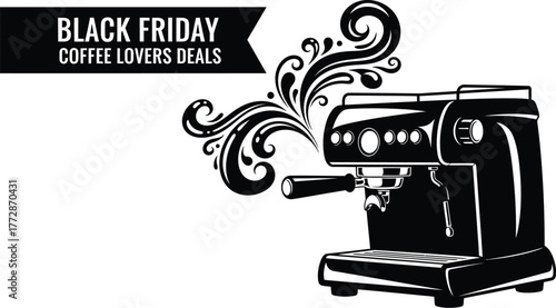 Black Friday coffee lovers rejoice with incredible deals on elegant espresso machines now while supplies last high-quality editable EPS vector file