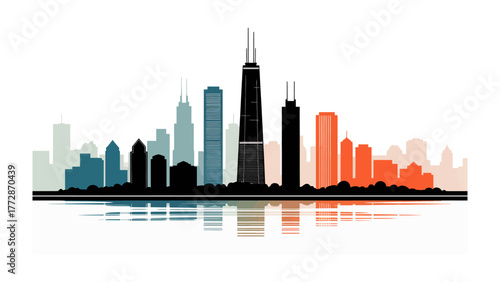 Cityscape silhouette: A stylized skyline silhouette with iconic skyscrapers.