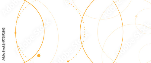 Vector new concept graphic design element with with overlapping circles, dots and dashed circles science and connection design