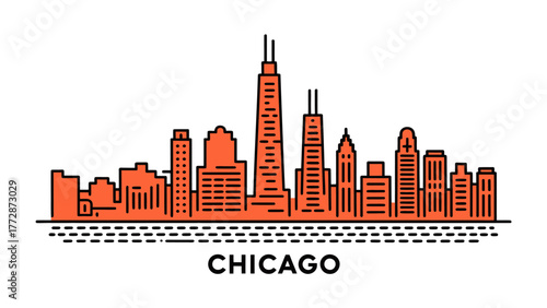Chicago Skyline in Silhouette: Capturing the essence of Chicago's iconic cityscape, with each towering skyscraper and architectural marvel outlined in a bold, eye-catching silhouette.