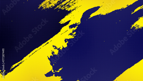 Dynamic modern abstract design featuring bold black and yellow color contrast with expressive brushstroke patterns and halftone effects. Perfect for creative posters, sports themes, music covers