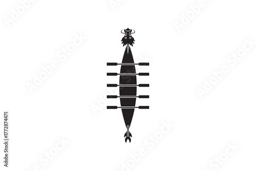 Traditional dragon boat racing silhouette design Cultural dragon boat symbol in minimalist style