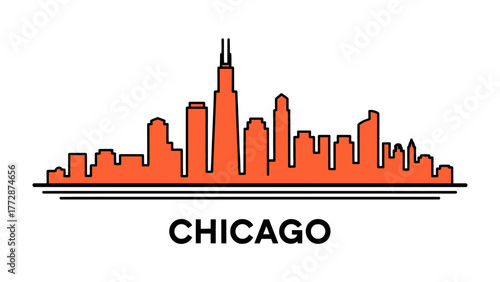 Chicago Skyline Silhouette: The iconic silhouette of Chicago's architectural marvels, rendered in striking simplicity against the sky, a symbol of urban innovation and design.