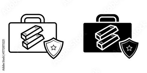 bag containing gold bars icon vector