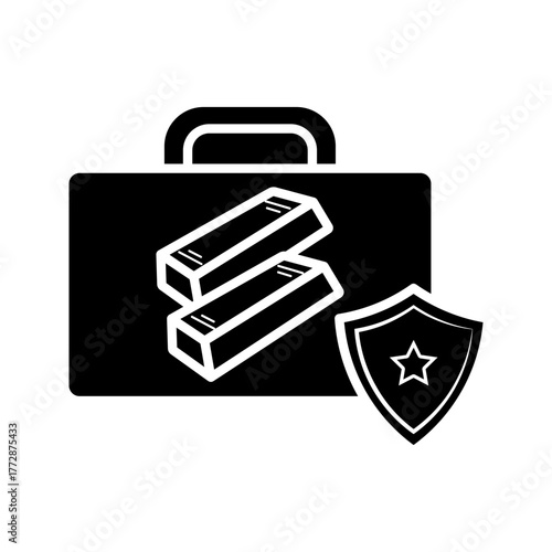 bag containing gold bars icon vector