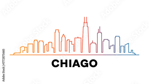 Chicago Skyline Silhouette: A clean silhouette of the Chicago skyline, showcasing the city's iconic architecture.