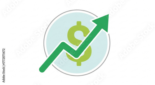A green dollar sign with an arrow pointing upwards, symbolizing financial growth and investment success