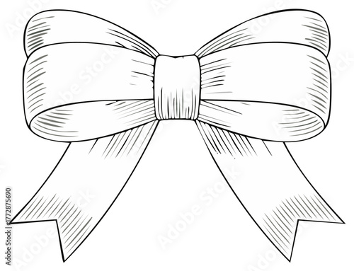 Monochrome Ribbon Bow Illustration Gift Wrap Adornment Decorative Element Gift Wrapping Design