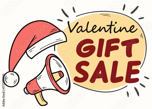 Announce amazing Valentine's Day gift sales with this festive megaphone and Santa hat design, perfect for promotions and marketing