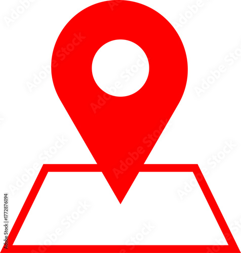 位置情報や目的地をわかりやすく示す、地図とポインターの赤いベクターイラスト｜ナビゲーションや観光案内、プレゼン資料に使えるシンプルデザイン