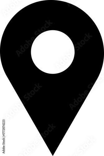 目的地や位置情報を示す、シンプルで使いやすい黒いポインターアイコンのベクターイラスト｜ナビゲーションやUIデザイン