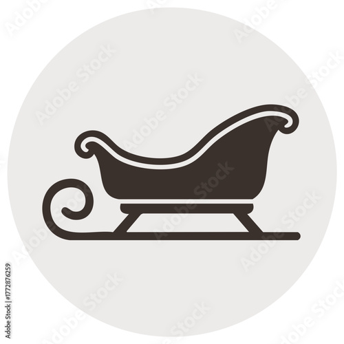 Silhouette of a classic wooden sleigh icon, Christmas and winter holidays