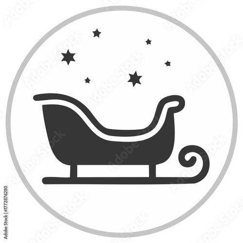 Holiday Sleigh Silhouette with Sparkling Stars for Winter Christmas Season