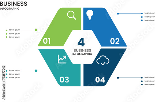 Venn diagram infographic chart template for business 4 options presentation with icon elements for business presentation