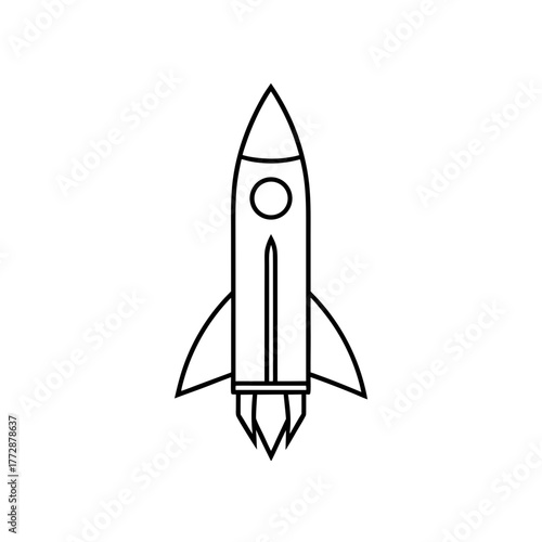 Simple outline drawing rocket on transparent background
