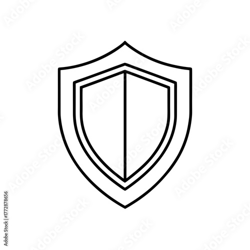 Outline drawing of a shield on transparent background